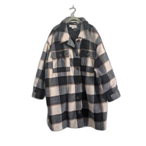 Ava & Viv Plaid Longline Shacket Shirt Jacket Plus Size 4X
